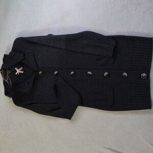 Derek Heart Dark Gray Long Knit Cardigan With Hood